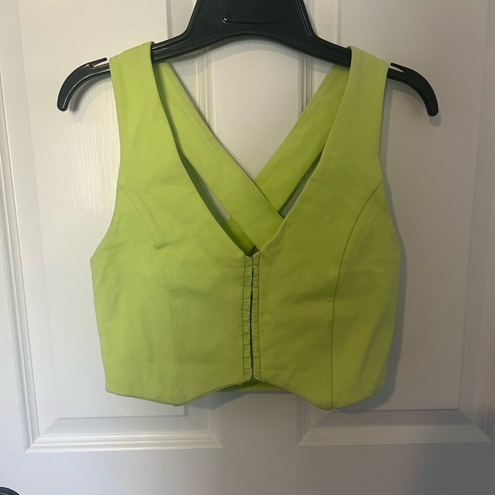 Forever 21 Lime Green Cross-Back Crop Top